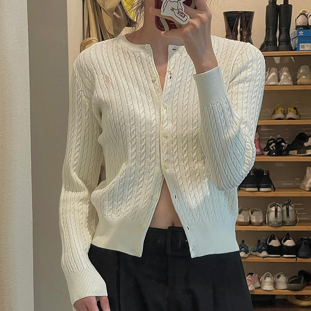 폴로 랄프로렌 걸즈 꽈배기 케이블 니트 가디건 L XL