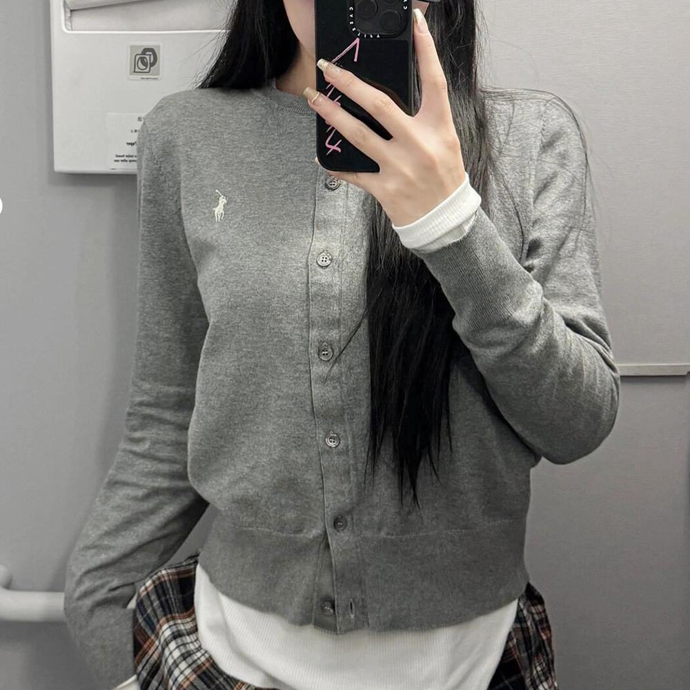 폴로 랄프로렌 여성 심플 기본 라운드넥 피마코튼 가디건