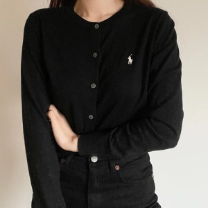 폴로 랄프로렌 여성 심플 기본 라운드넥 피마코튼 가디건