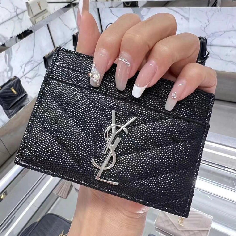생로랑 YSL 마틀라세 모노그램 여자 카드지갑 은장 금장 423291