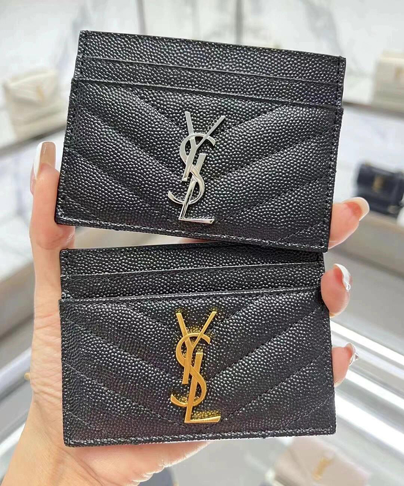 생로랑 YSL 마틀라세 모노그램 여자 카드지갑 은장 금장 423291