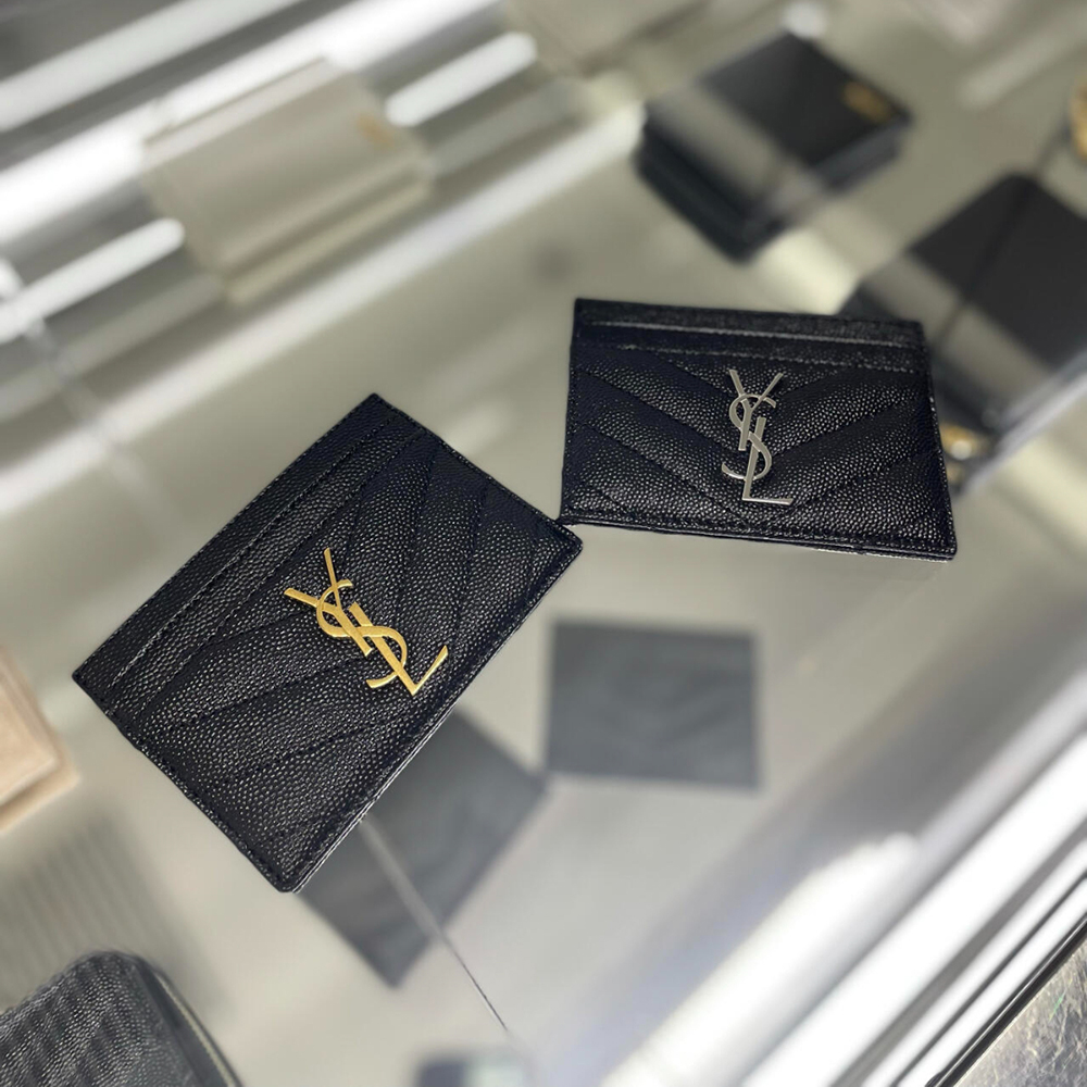 생로랑 YSL 마틀라세 모노그램 여자 카드지갑 은장 금장 423291