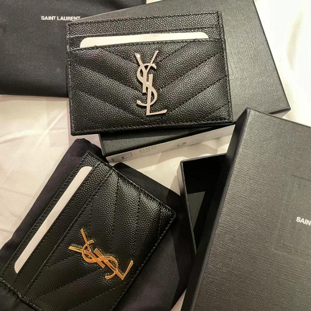 생로랑 YSL 마틀라세 모노그램 여자 카드지갑 은장 금장 423291