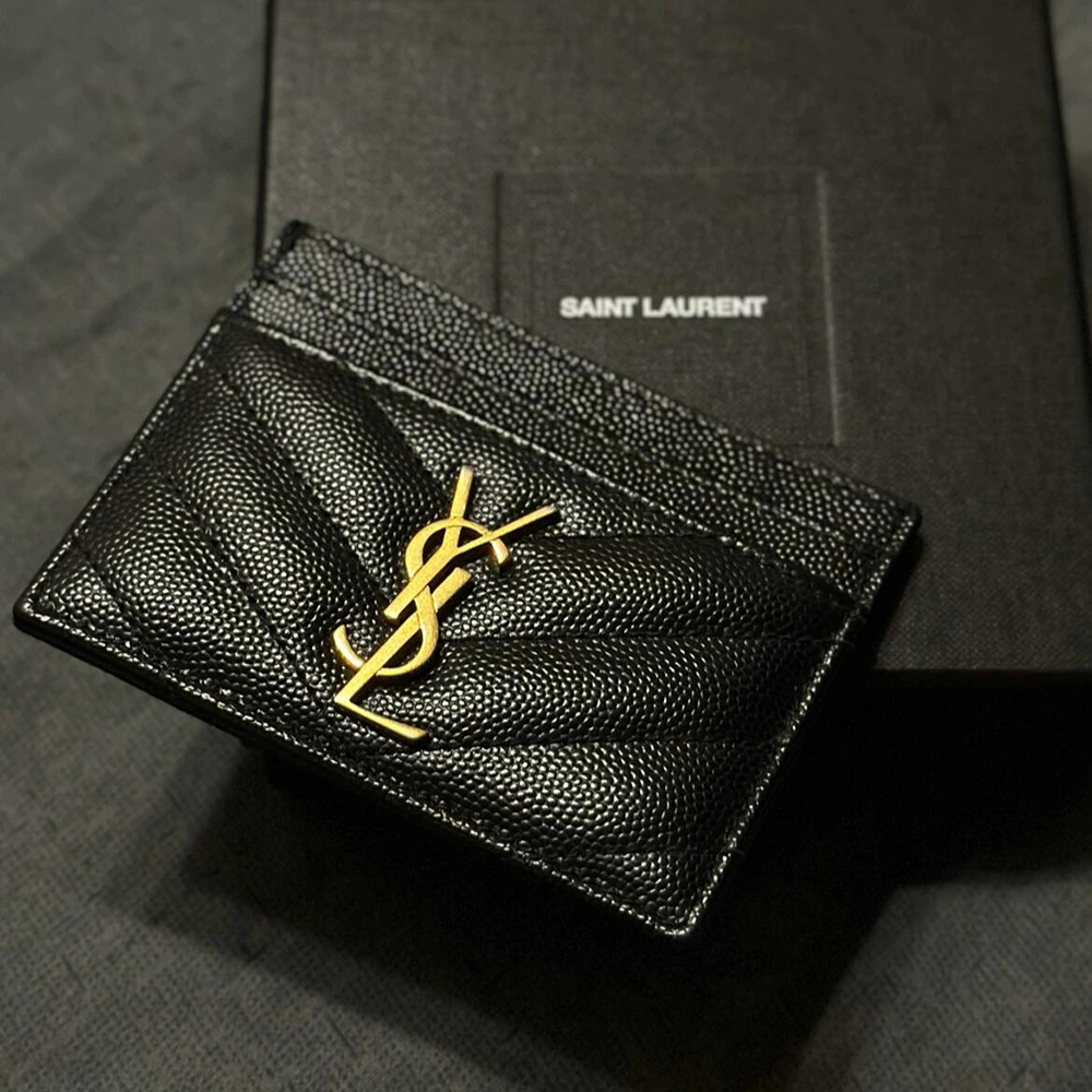 생로랑 YSL 마틀라세 모노그램 여자 카드지갑 은장 금장 423291